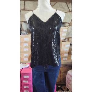 NEW SWEET LOVELY BY JEN women's sequined top in black